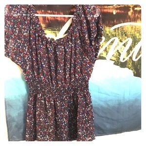 Retro floral sheer blouse